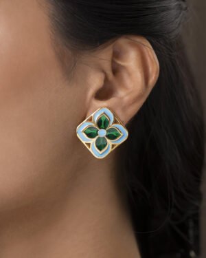 Silver Goldplated Chameli Stud Earrings Green Aks 3 e910d541 3ddd 42ce 9124 c3780139516c