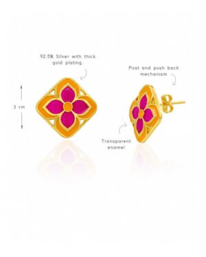 Silver Goldplated Chameli Stud Earrings Pink Aks 4