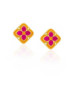 Silver Goldplated Chameli Stud Earrings Pink Aks 5