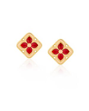 Silver Goldplated Chameli Stud Earrings Red Aks 4