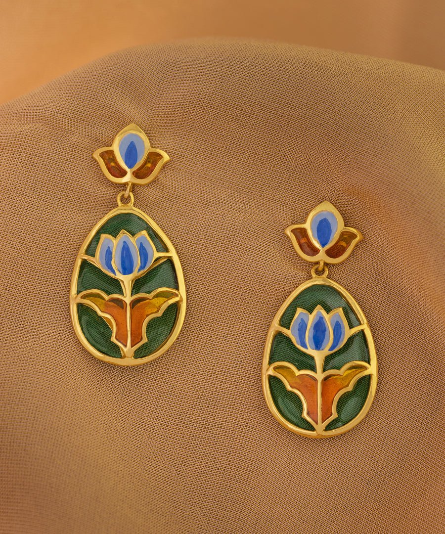 Padma Lotus Drop Earrings Green