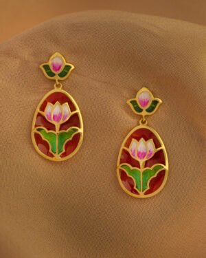 Silver Goldplated Jalaj Lotus Earrings Red Aks 1