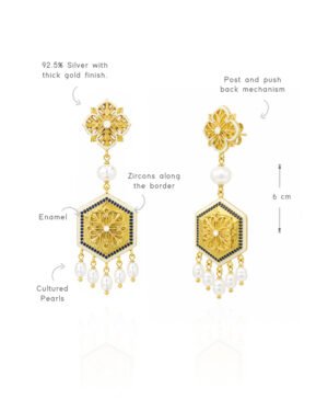 Silver Goldplated Long Earrings Magnolia 5