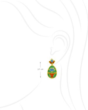 Silver Goldplated Lotus Earrings Green Aks 4