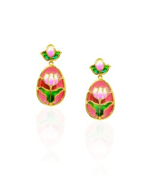 Silver Goldplated Lotus Earrings Pink Aks 2