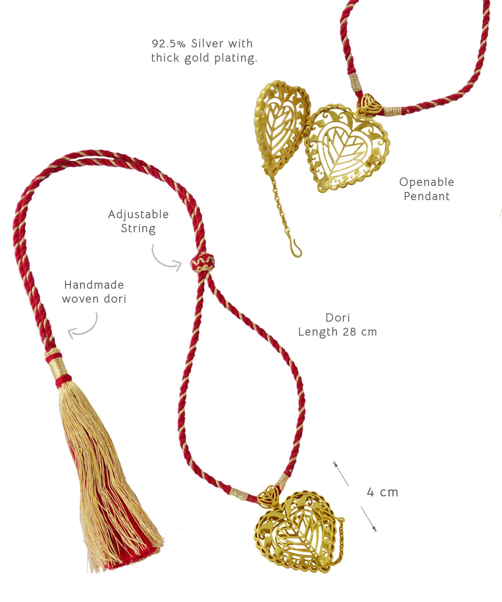 Silver Goldplated Openable Long Pendant With handmade dori 6 f7a8c233 b4cb 4577 bcea b67d87301fd8