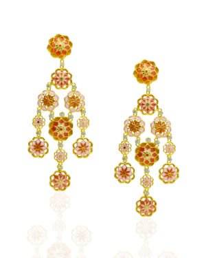 Silver Goldplated Phool Big Earring Feroza Pink Gul 1