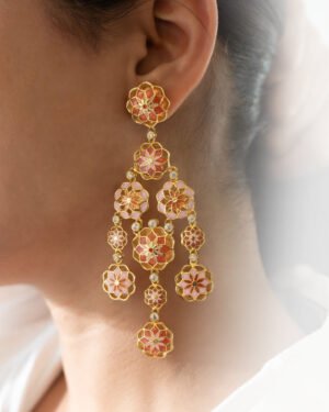 Silver Goldplated Phool Big Earring Feroza Pink Gul 1.3 578e721f ed31 4a00 95fb dc3a54985226