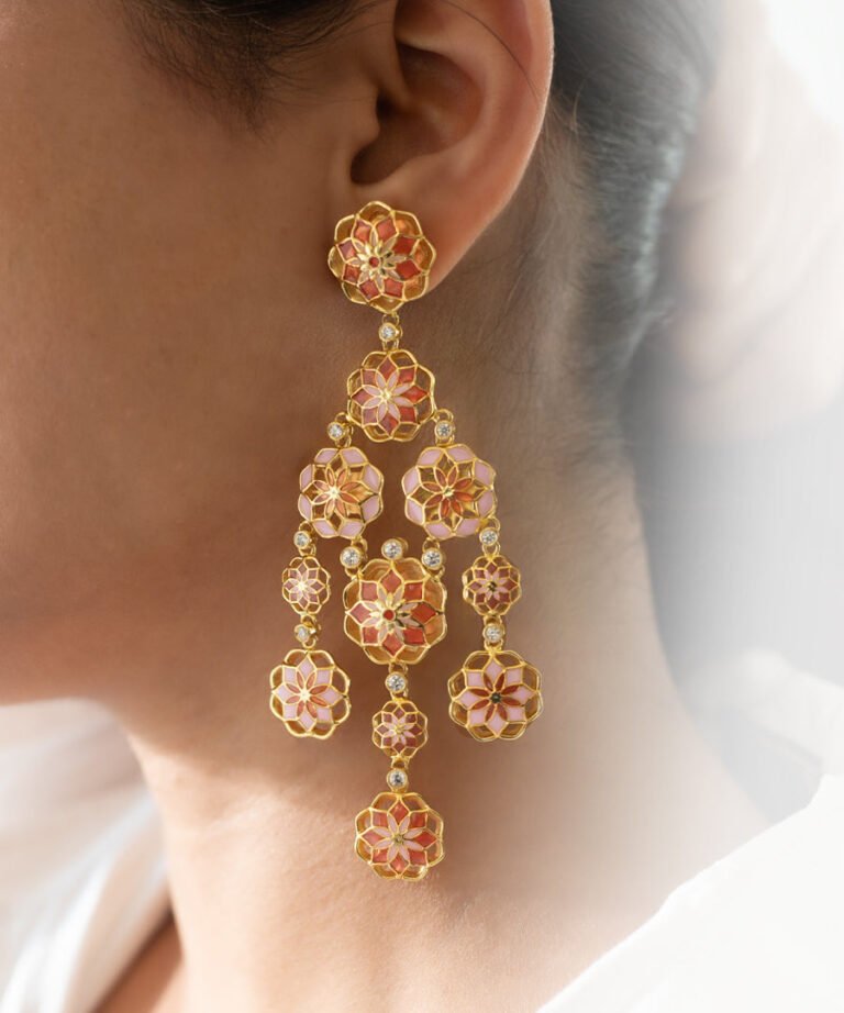 Pastel Pink Big Phool Earrings