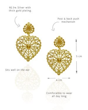 Silver Goldplated Rakaan Heart Big Dangle Earrings 2 4ece3a78 c74d 444d b20e ba5855baec65