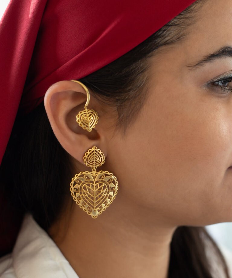 Rakaan Heart Drop Cuff Earrings