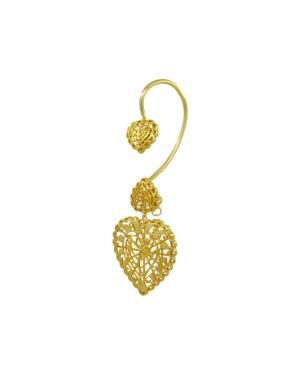 Silver Goldplated Rakaan Heart Big Earcuff Dangle Earrings 2