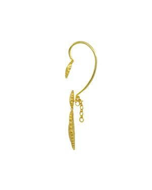 Silver Goldplated Rakaan Heart Big Earcuff Dangle Earrings 4
