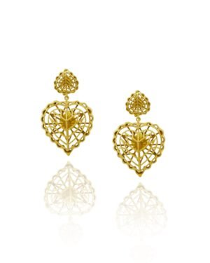 Silver Goldplated Rakaan Heart Small Dangle Earrings 5