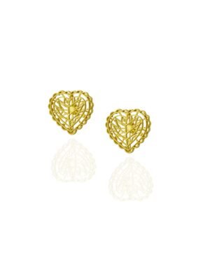 Silver Goldplated Rakaan Heart Stud Earrings 3
