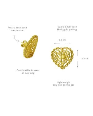 Silver Goldplated Rakaan Heart Stud Earrings 4