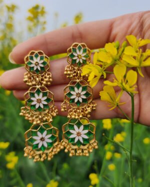Silver Goldplated Shigoofa Long Earring Green Gul 1 e7b030e6 505f 41e8 ad87 da59a29d24d7