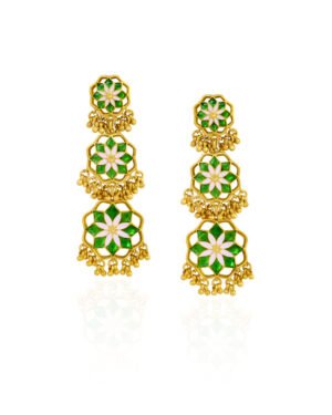 Silver Goldplated Shigoofa Long Earring Green Gul 2.1