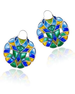 Silver Tarnishfree Hyperchrome Super Hoop Earrings Green Kaleidoscope 1