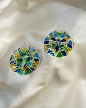 Silver Tarnishfree Hyperchrome Super Hoop Earrings Green Kaleidoscope 4