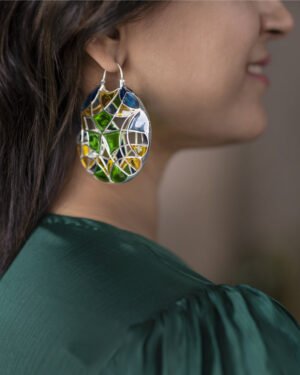 Silver Tarnishfree Hyperchrome Super Hoop Earrings Green Kaleidoscope 5
