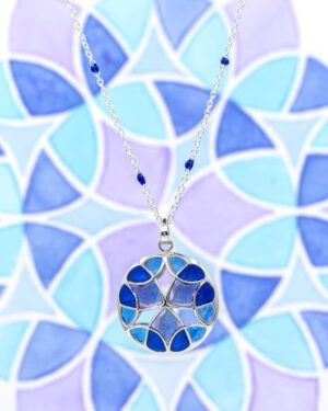 Silver Tarnishfree Long Pendant Blue Kaleidoscope 2