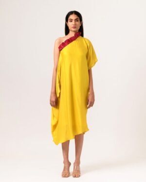 Wine YellowOneShoulderDress