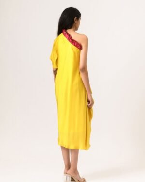 Wine YellowOneShoulderDress 3