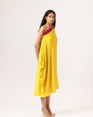 Wine YellowOneShoulderDress 5