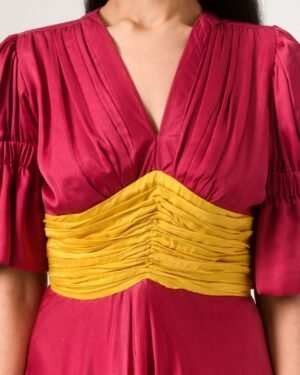 Wine YellowRouchingDress 4