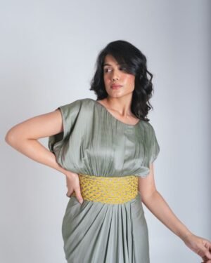 Yellow GreenBraidedCocktailGown 3