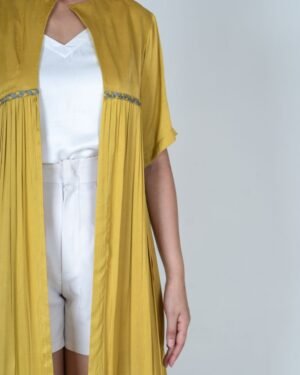 Yellow GreenBraidedGatherLongCape 4