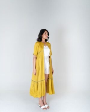 Yellow GreenBraidedGatherLongCape 5