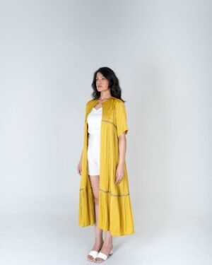 Yellow GreenBraidedGatherLongCape 6