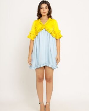 Yellow IceBlueFrillDress 2