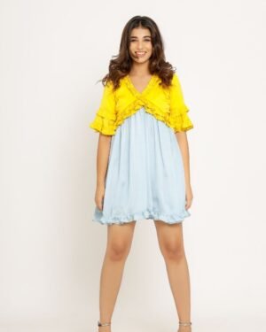 Yellow IceBlueFrillDress 4