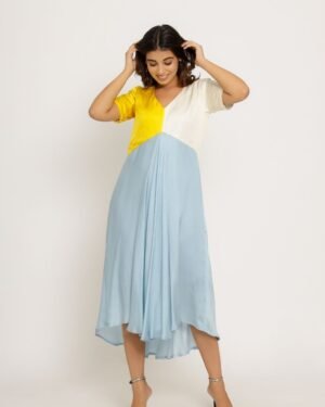 Yellow IceBlueMidiDress 4