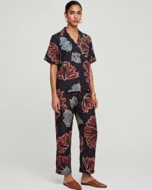 11 May Black Modal Floral Co ord set 1