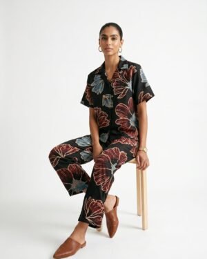 11 May Black Modal Floral Co ord set 4
