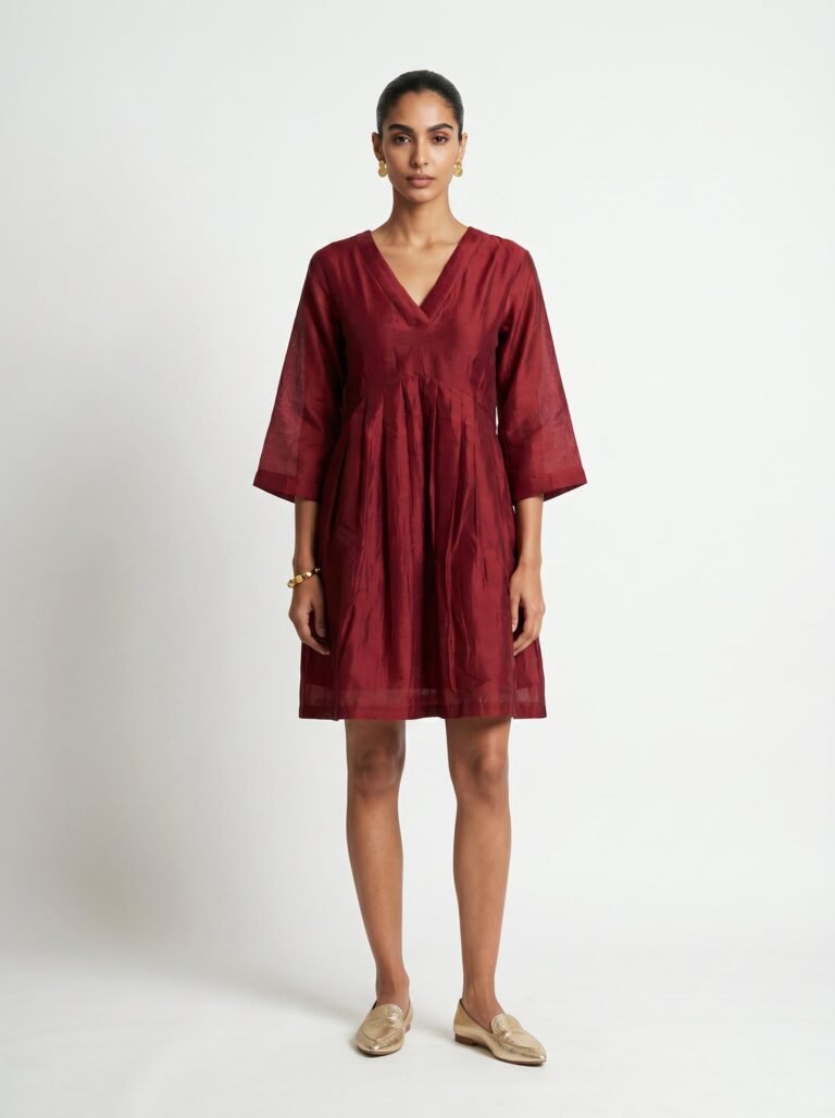 Noa Red Chanderi Dress