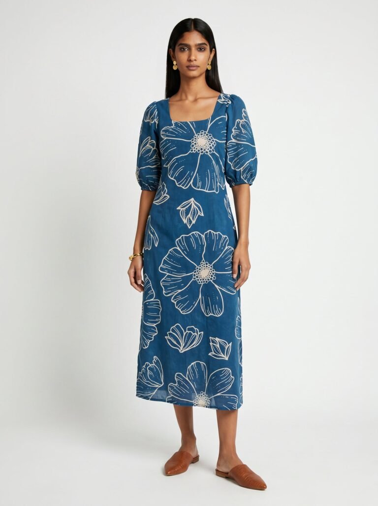 Ava Blue Cotton Dress