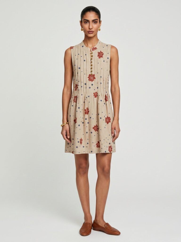 Ivy Beige Cotton Dress