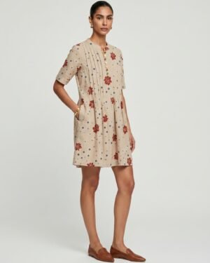 27 Ivy Beige Cotton Dress With Sleeve 1