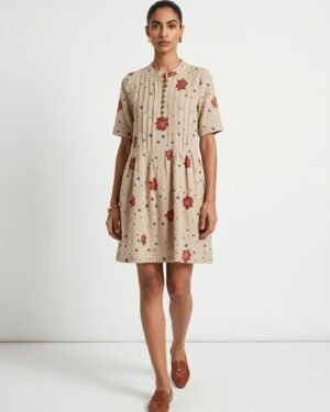 27 Ivy Beige Cotton Dress With Sleeve 3