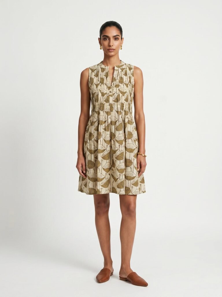 Ivy Beige Poppy Cotton Dress