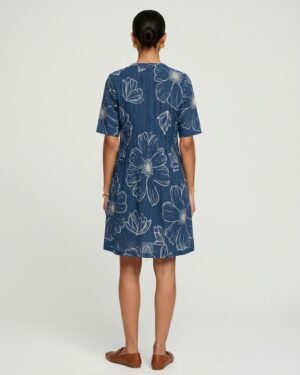 29 ivy Blue Cotton Dress with Sleeves 2