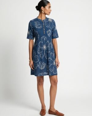 29 ivy Blue Cotton Dress with Sleeves 3