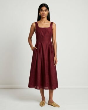 33ZoeSleevelessRedChanderiDress 2