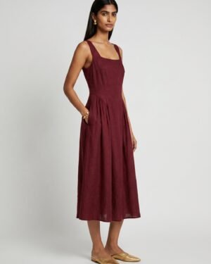33ZoeSleevelessRedChanderiDress 3