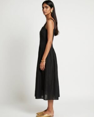34ZoeSleevelessBlackChanderiDress 1
